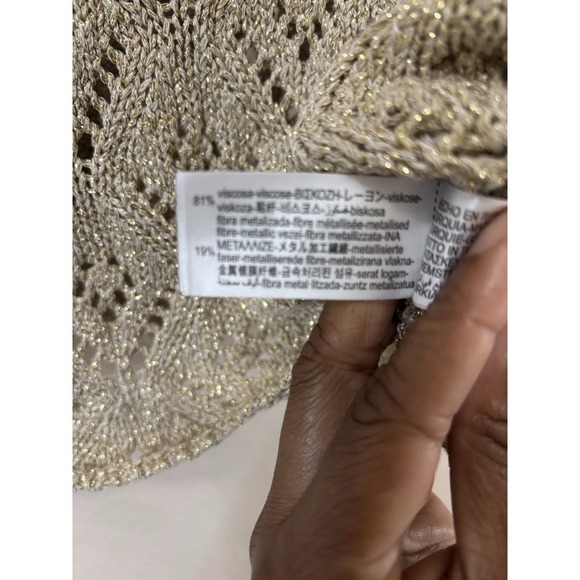 Zara Gold Stretch Shiny Viscose Knit Tank Top Size L - Picture 6 of 6